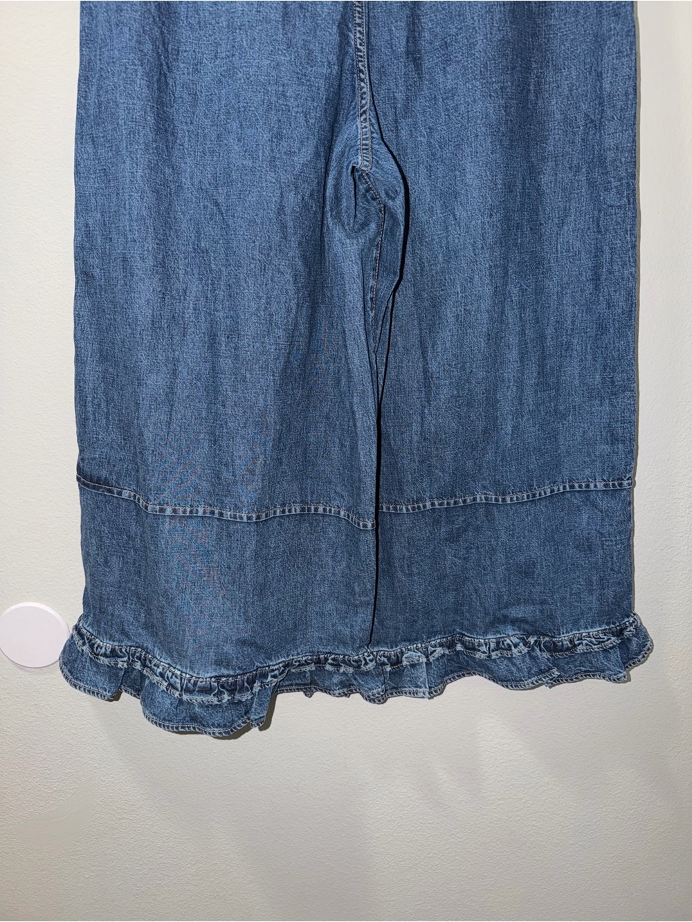 FREE PEOPLE Pants We The Free Love Me Not Bloomer Jeans Wide Leg Crop Large Boho - Picture 8 of 9